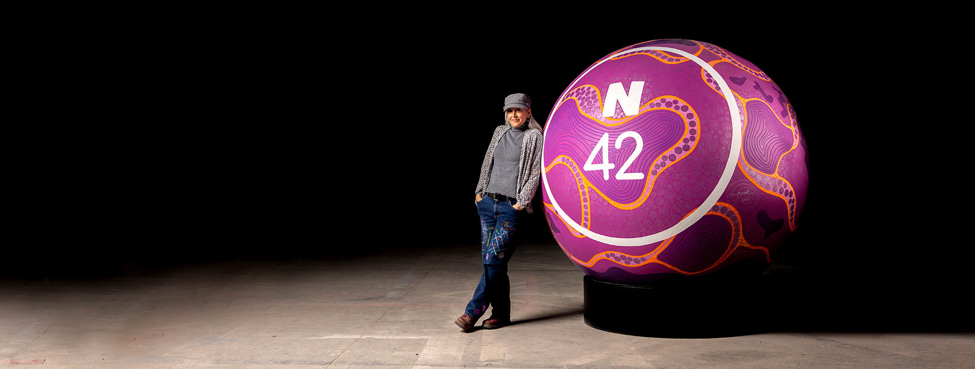 woman with giant bingo ball